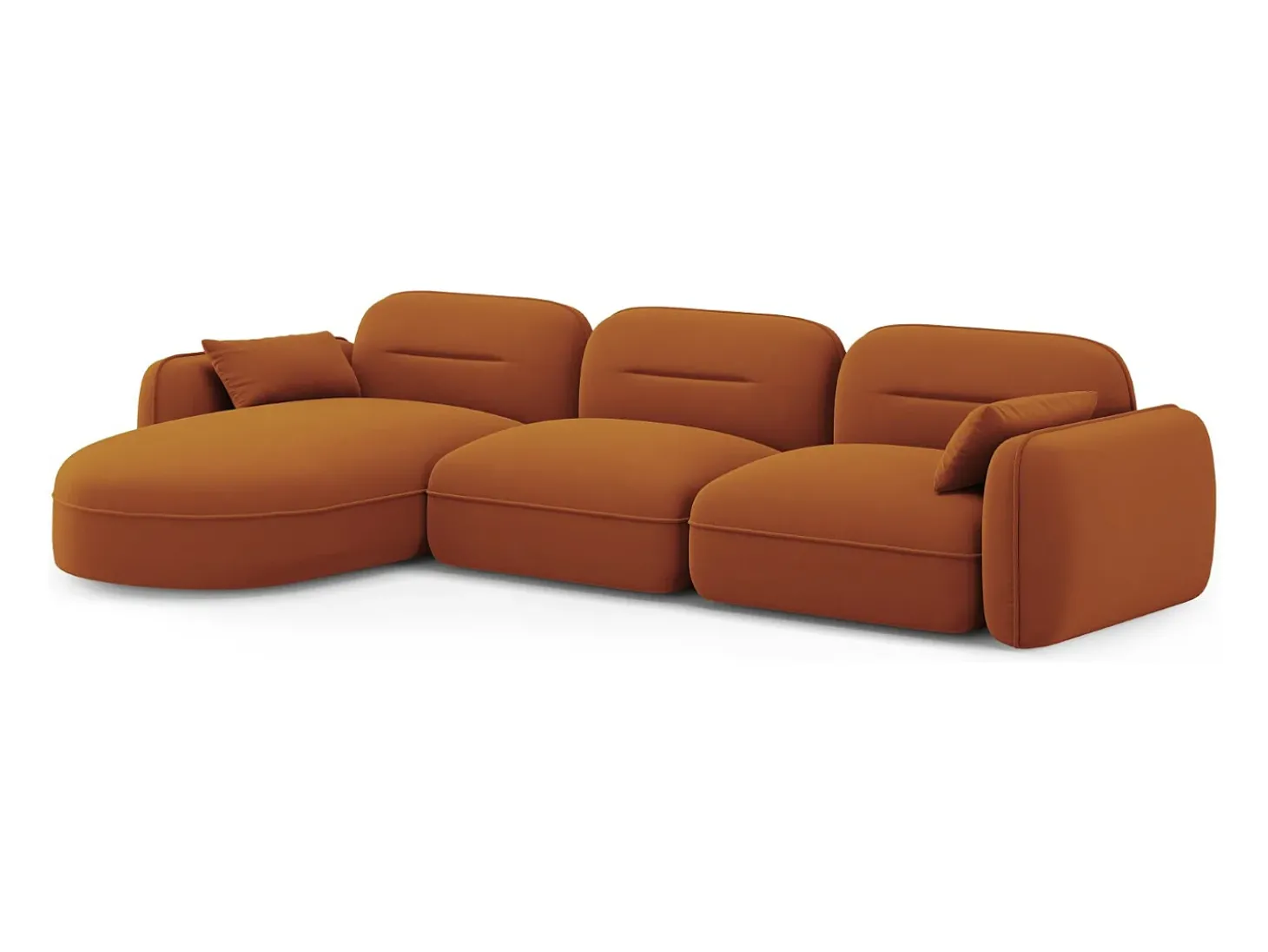 Cosmopolitan Design - Sofá modular de canto esquerdo "Sydney" 4 lugares em veludo terracota - 320x165x70cm