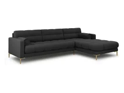 Cosmopolitan Design - Sofá de canto direito "Bali" 5 lugares em tecido estrutural cinza escuro - 293x185x75cm