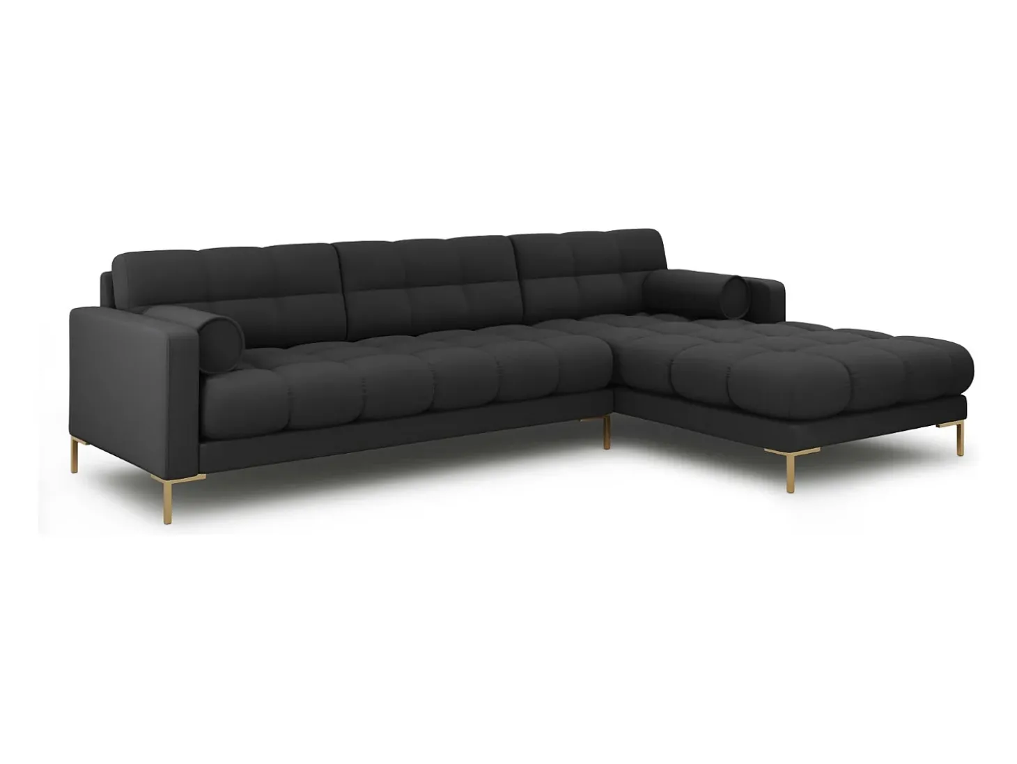 Cosmopolitan Design - Sofá de canto direito "Bali" 5 lugares em tecido estrutural cinza escuro - 293x185x75cm