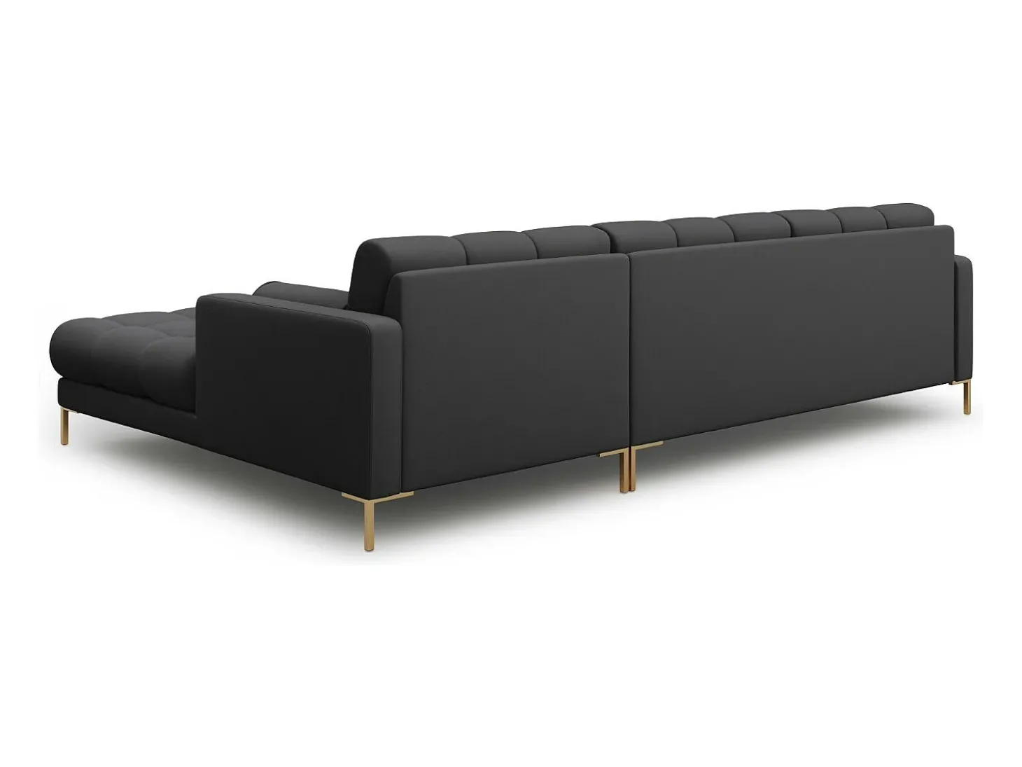 Cosmopolitan Design - Sofá de canto direito "Bali" 5 lugares em tecido estrutural cinza escuro - 293x185x75cm