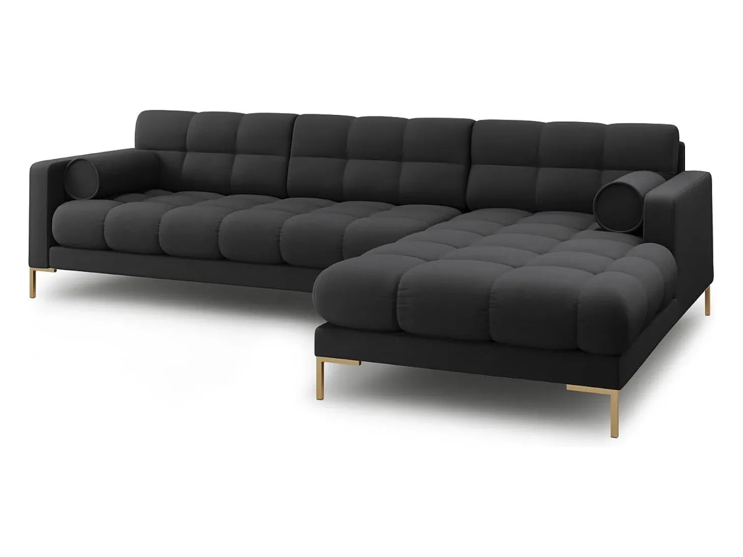 Cosmopolitan Design - Sofá de canto direito "Bali" 5 lugares em tecido estrutural cinza escuro - 293x185x75cm