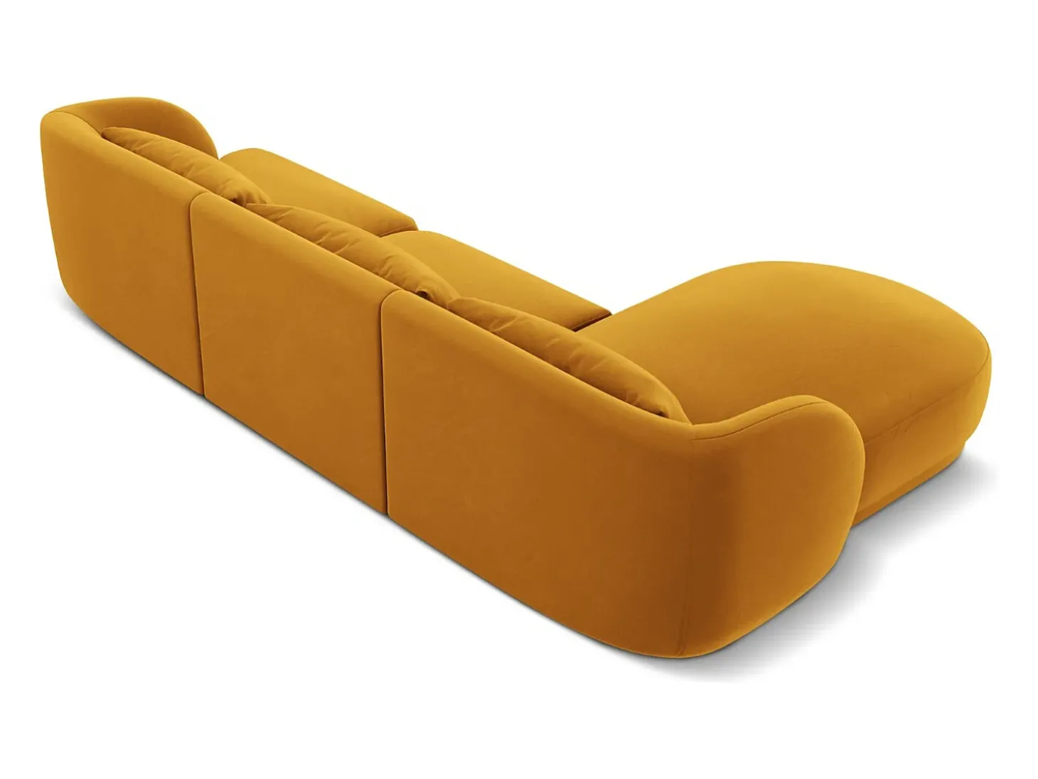Cosmopolitan Design - Sofá de canto esquerdo "Tulum" 4 lugares em veludo amarelo - 255x156x70cm