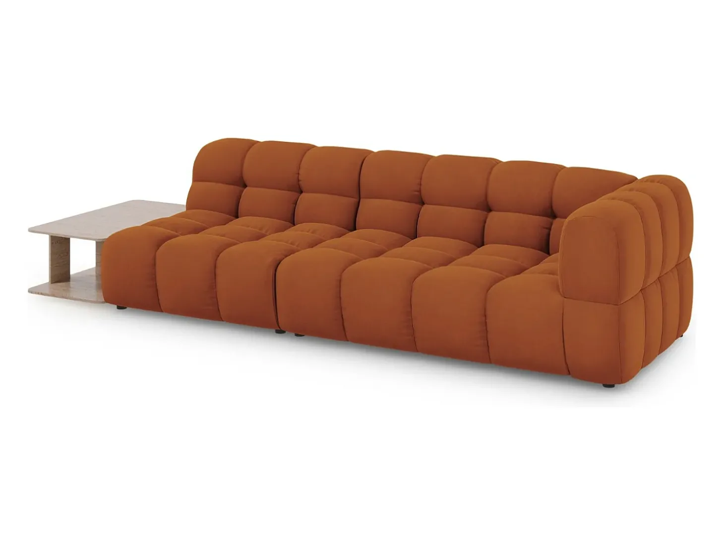 Cosmopolitan Design - Sofá modular virado para a esquerda "Sky" 4 lugares em veludo terracota - 297x102x75cm