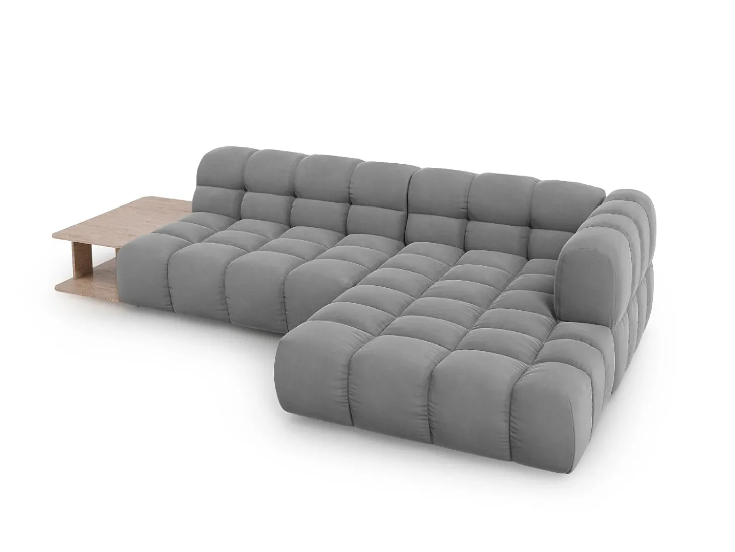 Cosmopolitan Design - Sofá modular de canto direito "Sky" 4 lugares em veludo cinza claro - 297x162x75cm