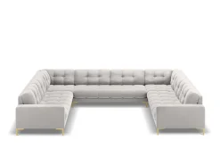 Cosmopolitan Design - Sofá panorâmico "Bali" 9 lugares em veludo prata - 327x256x75cm