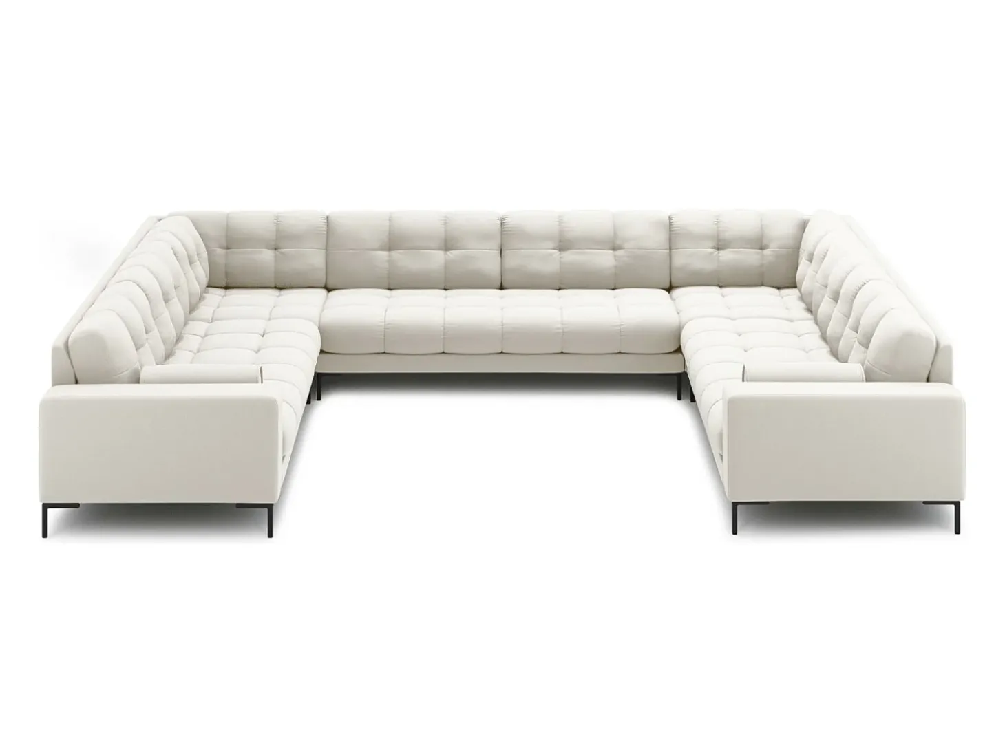 Cosmopolitan Design - Sofá panorâmico "Bali" 9 lugares em tecido estrutural bege claro - 327x256x75cm