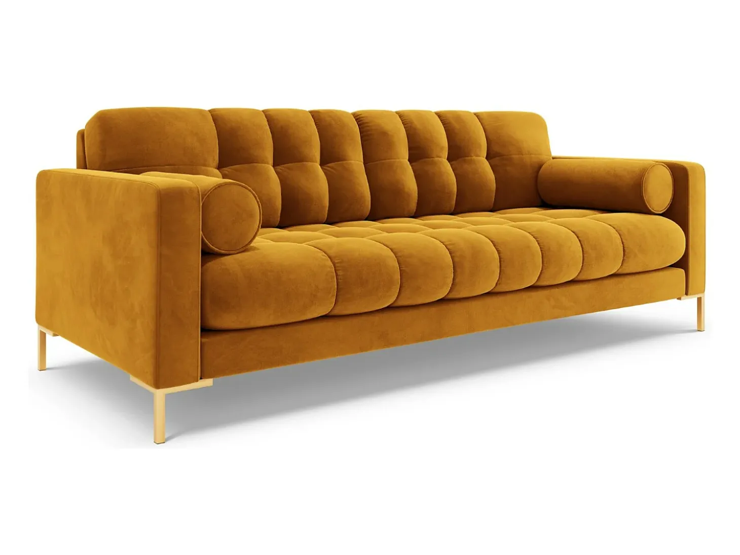 Cosmopolitan Design - Sofá "Bali" 3 lugares em veludo amarelo - 177x92x75cm