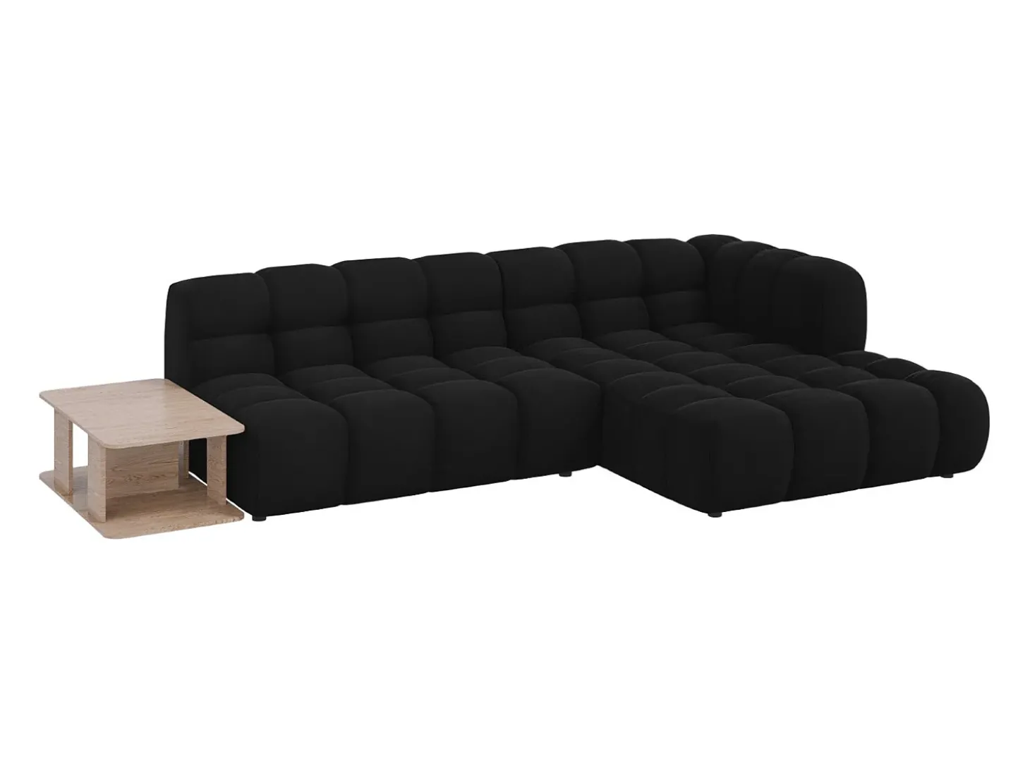 Cosmopolitan Design - Sofá modular de canto direito "Sky" 4 lugares em veludo preto - 297x162x75cm