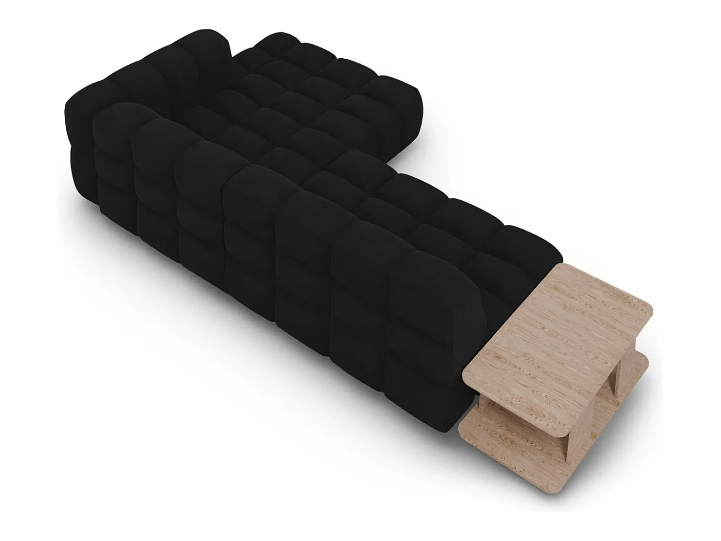 Cosmopolitan Design - Sofá modular de canto direito "Sky" 4 lugares em veludo preto - 297x162x75cm