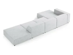 Cosmopolitan Design - Sofá de canto esquerdo "Arendal" 5 lugares em tecido chenille com efeito canelado cinza claro - 341x166x70cm