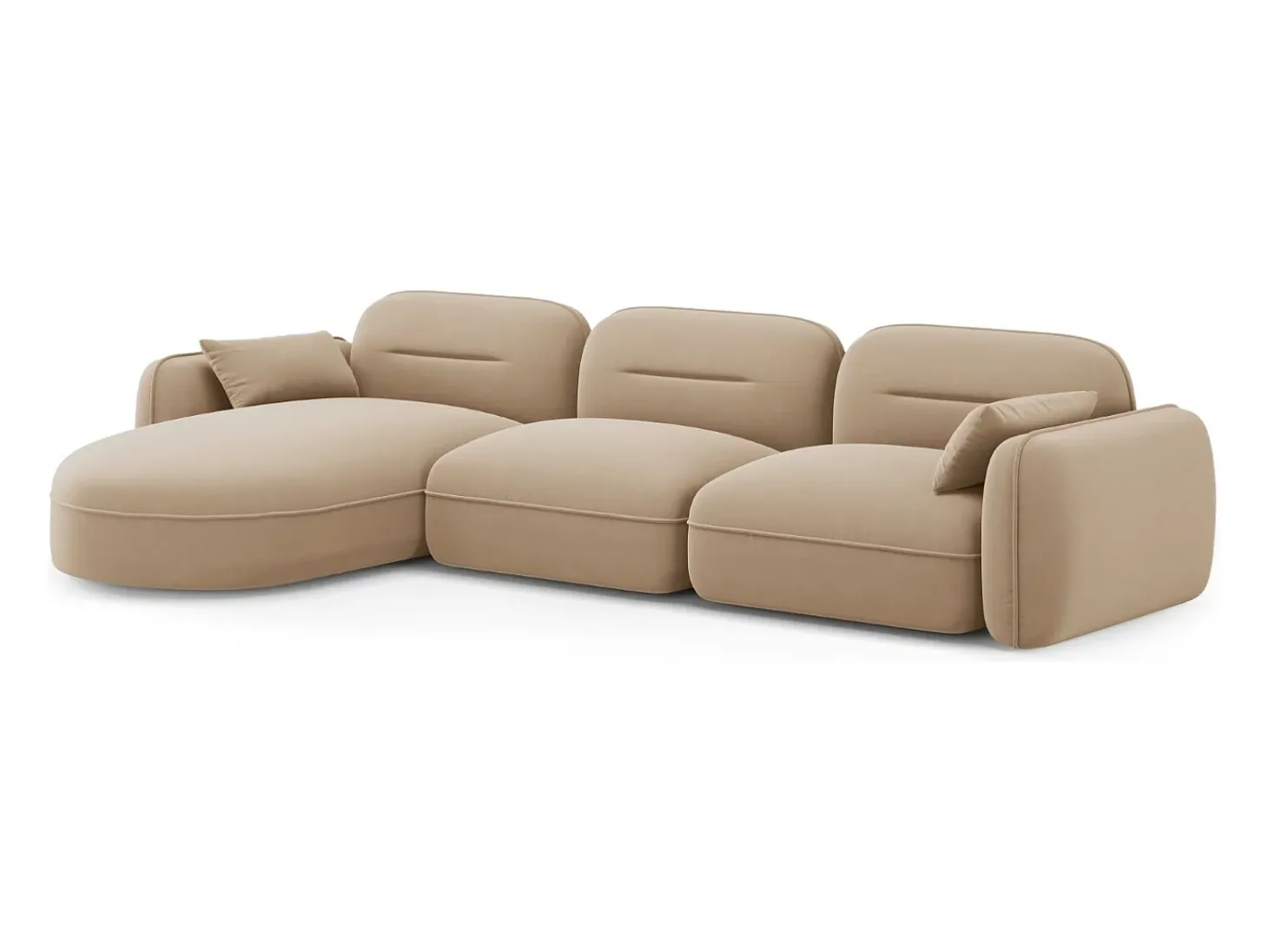 Cosmopolitan Design - Sofá modular de canto esquerdo "Sydney" 4 lugares em veludo areia - 320x165x70cm
