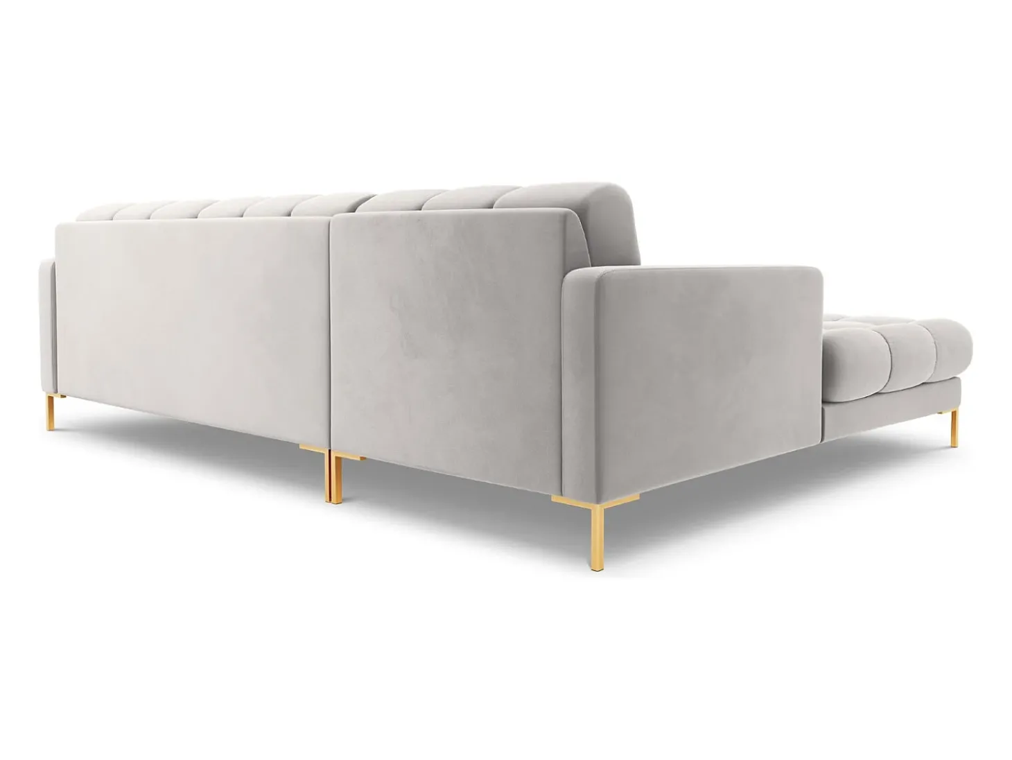 Cosmopolitan Design - Sofá de canto esquerdo "Bali" 5 lugares em veludo prata - 293x185x75cm