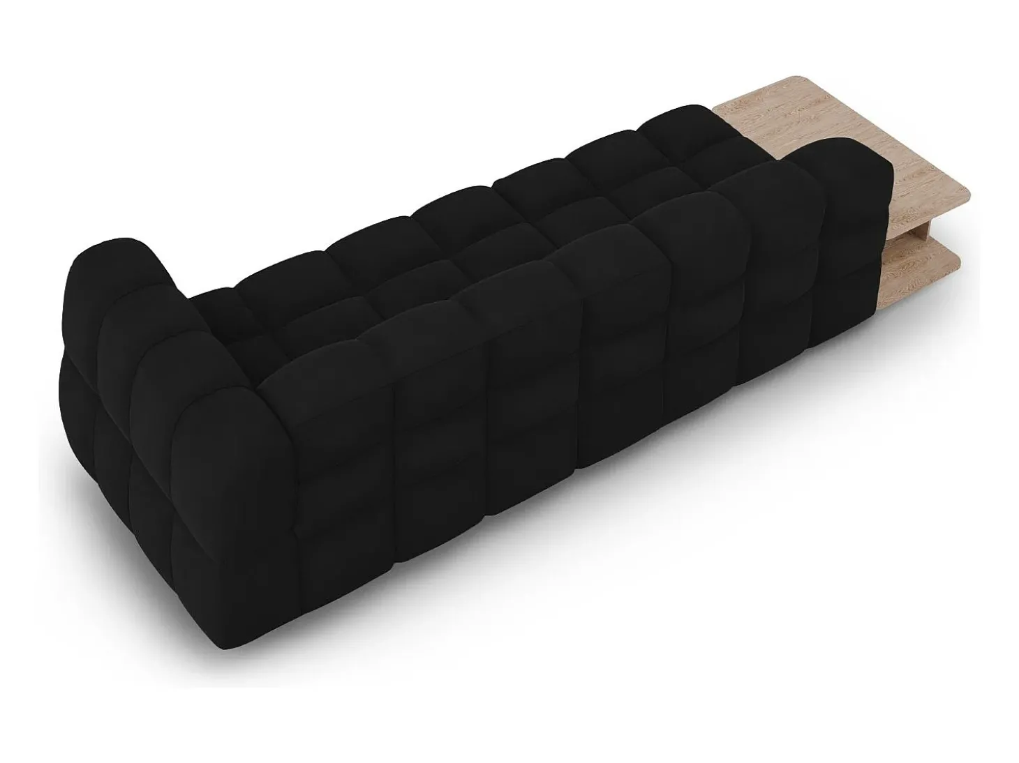 Cosmopolitan Design - Sofá modular virado para a esquerda "Sky" 4 lugares em veludo preto - 297x102x75cm