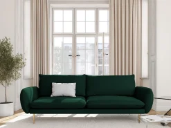 Cosmopolitan Design - Sofá "Vienna" 4 lugares em veludo verde garrafa - 230x92x95cm