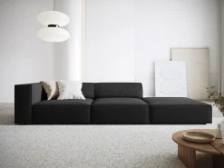Cosmopolitan Design - Sofá direito "Arendal" 4 lugares em tecido chenille preto - 262x102x70cm