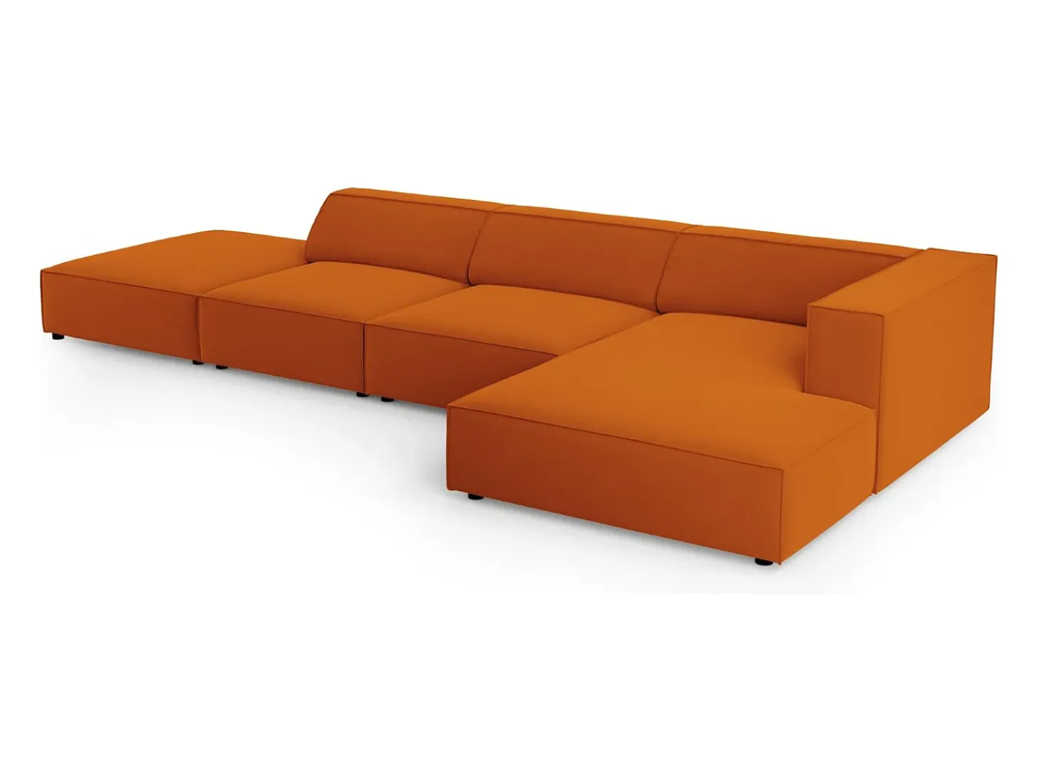 Cosmopolitan Design - Sofá de canto direito "Arendal" 5 lugares em veludo terracota - 341x166x70cm