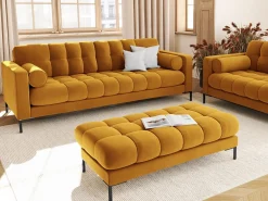 Cosmopolitan Design - Sofá "Bali" 4 lugares em veludo amarelo - 217x92x75cm
