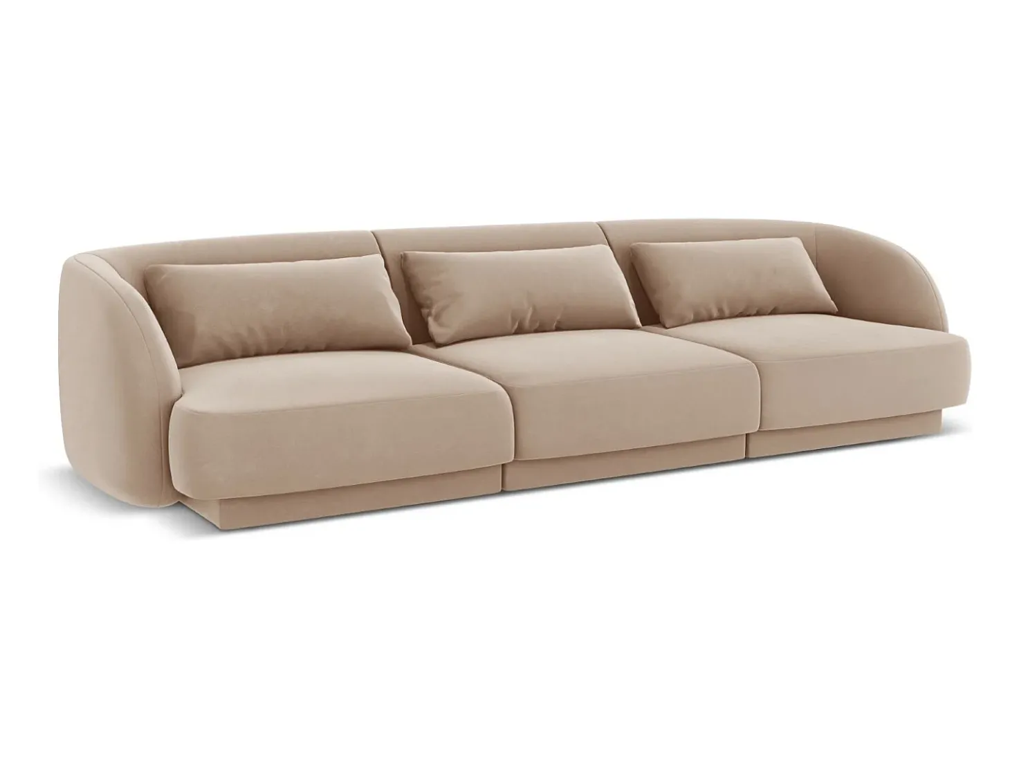 Cosmopolitan Design - Sofá "Tulum" 3 lugares em veludo bege - 255x90x70cm