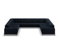 Cosmopolitan Design - Sofá panorâmico "Bali" 9 lugares em veludo azul escuro - 327x256x75cm