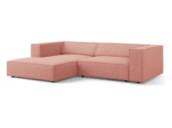 Cosmopolitan Design - Sofá de canto esquerdo "Arendal" 3 lugares em tecido chenille rosa - 224x166x70cm