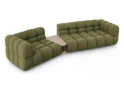 Cosmopolitan Design - Sofá modular virado para a esquerda "Sky" 3 lugares em veludo verde claro - 353x148x75cm
