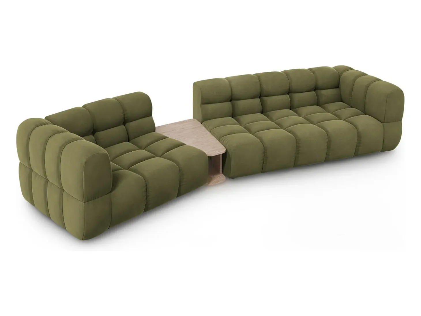 Cosmopolitan Design - Sofá modular virado para a esquerda "Sky" 3 lugares em veludo verde claro - 353x148x75cm