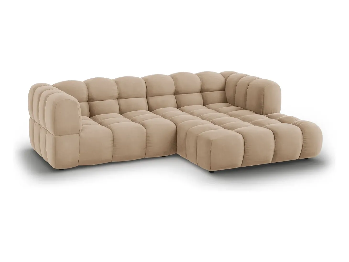 Cosmopolitan Design - Sofá modular de canto direito "Sky" 3 lugares em veludo areia - 244x162x75cm