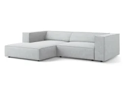 Cosmopolitan Design - Sofá de canto esquerdo "Arendal" 3 lugares em tecido chenille com efeito canelado cinza claro - 224x166x70cm