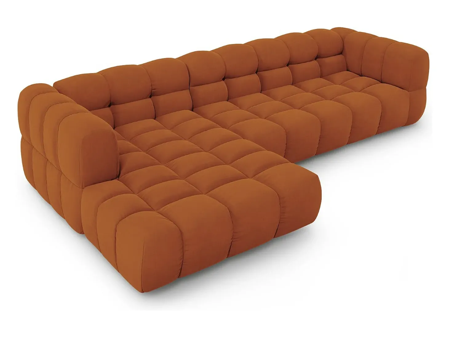 Cosmopolitan Design - Sofá modular de canto esquerdo "Sky" 4 lugares em veludo terracota - 300x162x75cm