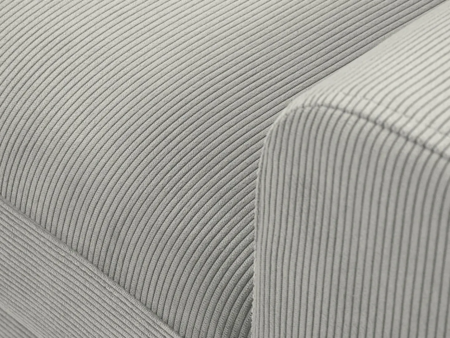 Cosmopolitan Design - Sofá convertível de canto esquerdo com caixa de arrumação "Kyoto" 4 lugares em veludo cotelê cinza claro - 241x145x88cm