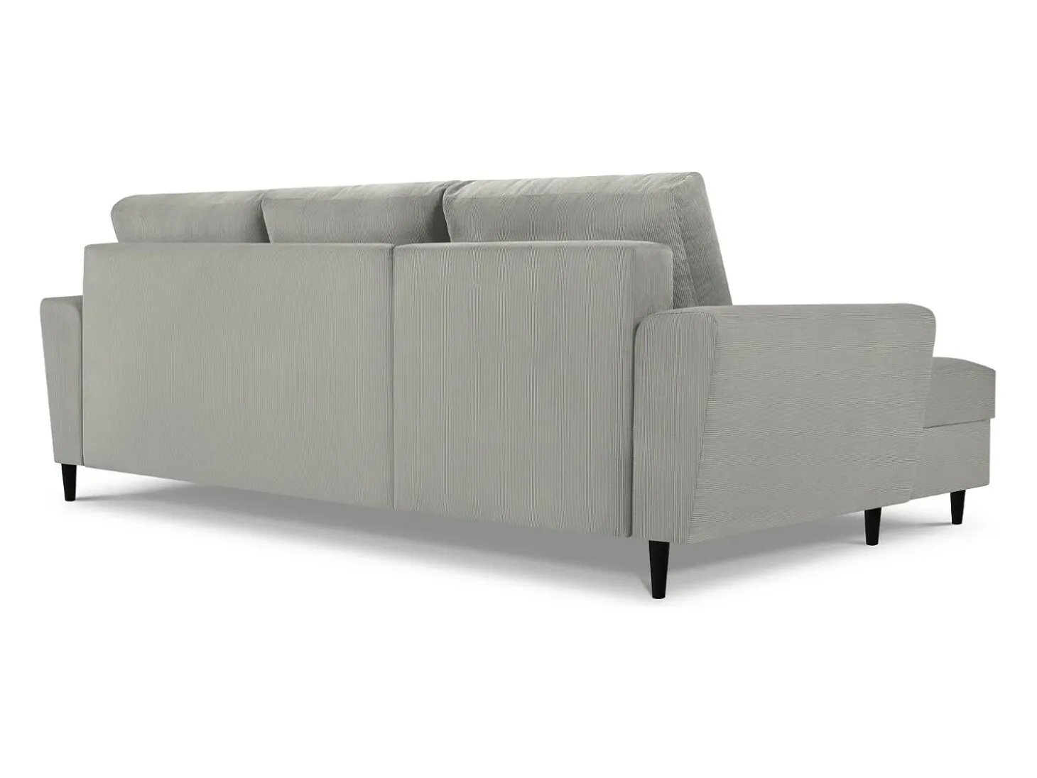 Cosmopolitan Design - Sofá convertível de canto esquerdo com caixa de arrumação "Kyoto" 4 lugares em veludo cotelê cinza claro - 241x145x88cm