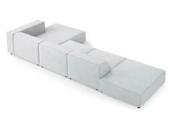 Cosmopolitan Design - Sofá de canto direito "Arendal" 5 lugares em tecido chenille com efeito canelado cinza claro - 341x166x70cm