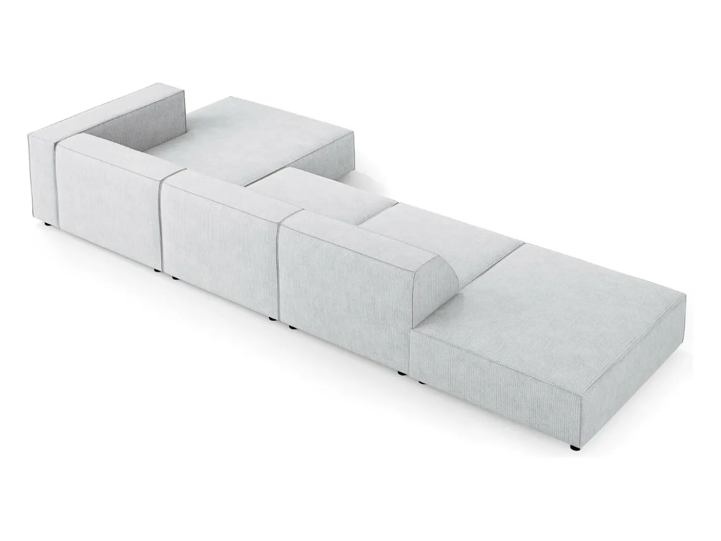 Cosmopolitan Design - Sofá de canto direito "Arendal" 5 lugares em tecido chenille com efeito canelado cinza claro - 341x166x70cm