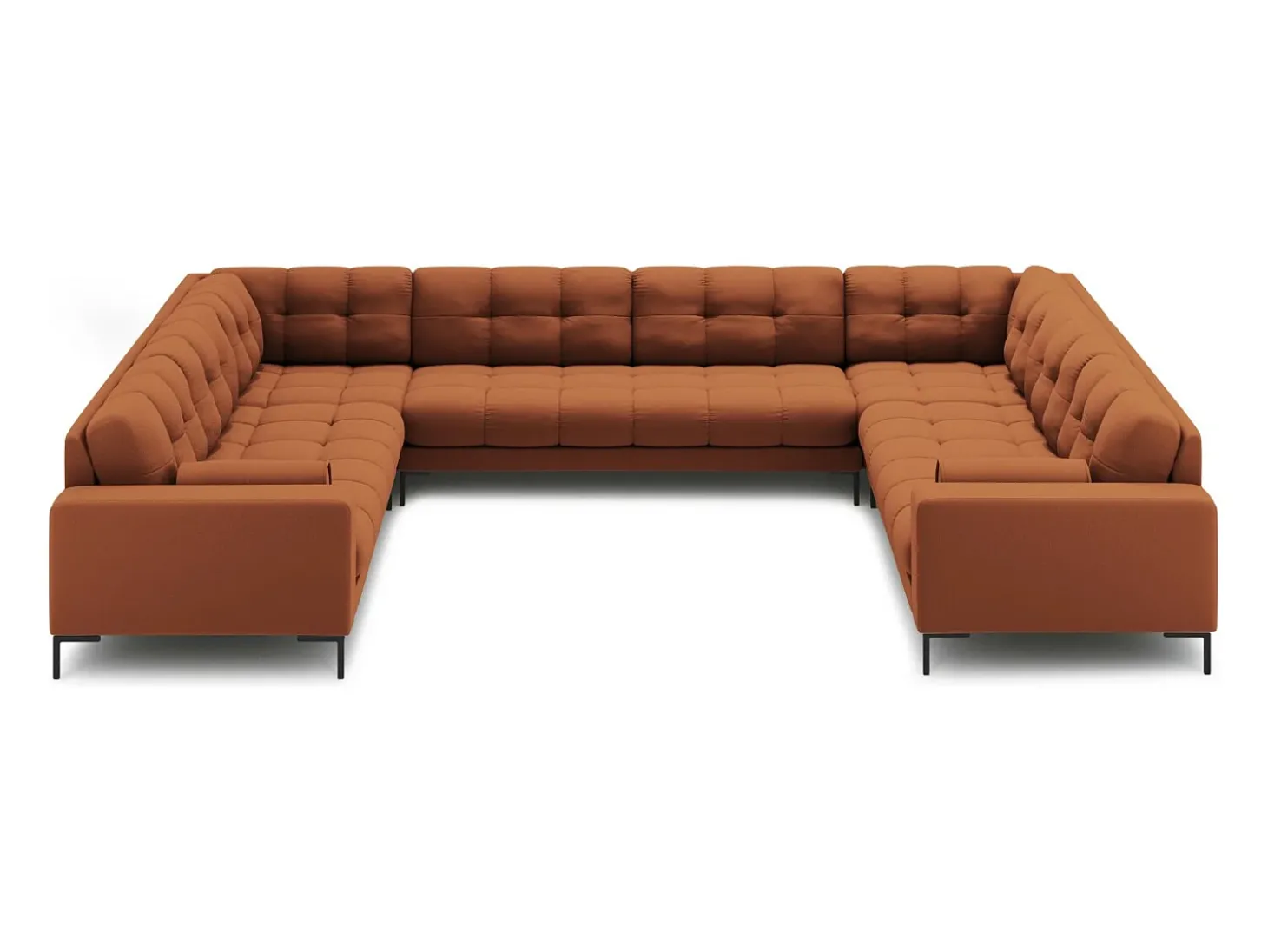 Cosmopolitan Design - Sofá panorâmico "Bali" 9 lugares em tecido estrutural tijolo - 327x256x75cm