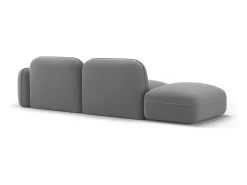 Cosmopolitan Design - Sofá modular virado para a esquerda "Sydney" 3 lugares em veludo cinza claro - 295x90x70cm