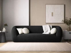 Cosmopolitan Design - Sofá "Essen" 3 lugares em tecido bouclé preto - 230x95x86cm