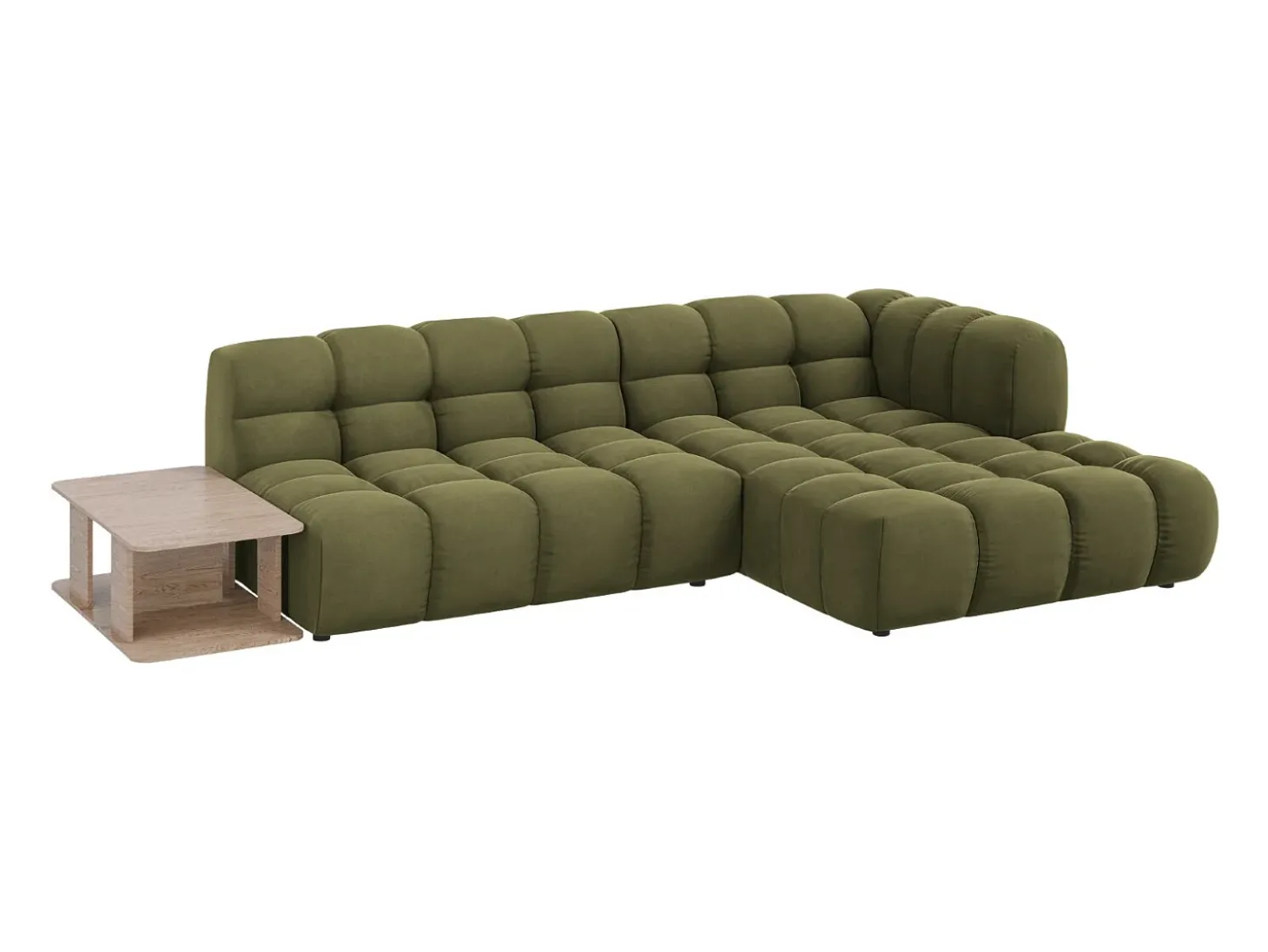 Cosmopolitan Design - Sofá modular de canto direito "Sky" 4 lugares em veludo verde claro - 297x162x75cm