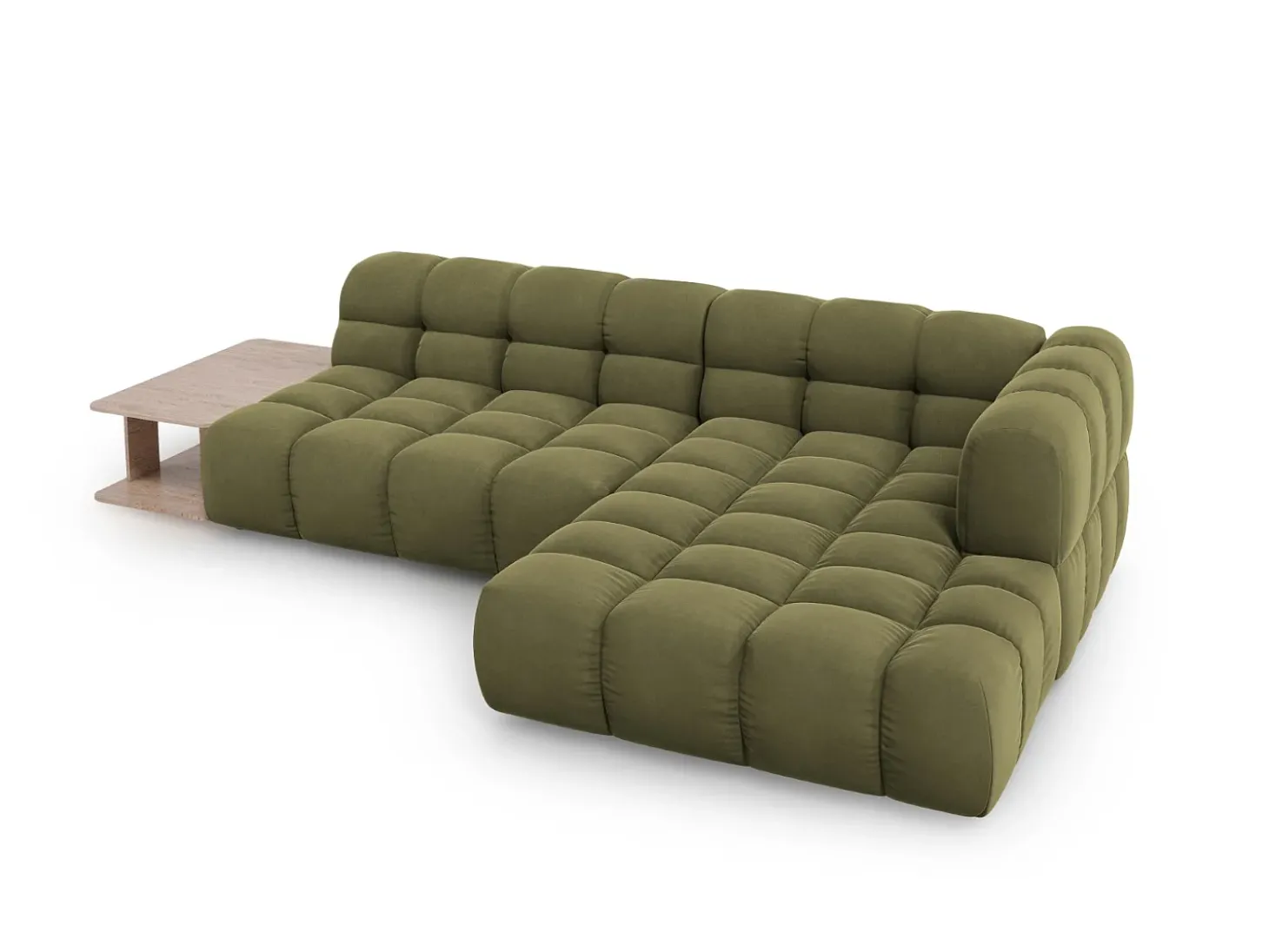 Cosmopolitan Design - Sofá modular de canto direito "Sky" 4 lugares em veludo verde claro - 297x162x75cm