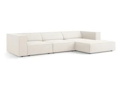 Cosmopolitan Design - Sofá de canto direito "Arendal" 4 lugares em tecido chenille com efeito canelado marfim - 284x166x70cm