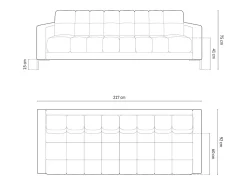 Cosmopolitan Design - Sofá "Bali" 4 lugares em tecido estrutural bege claro - 217x92x75cm