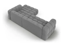 Cosmopolitan Design - Sofá modular de canto direito "Sky" 4 lugares em veludo cinza claro - 272x162x75cm