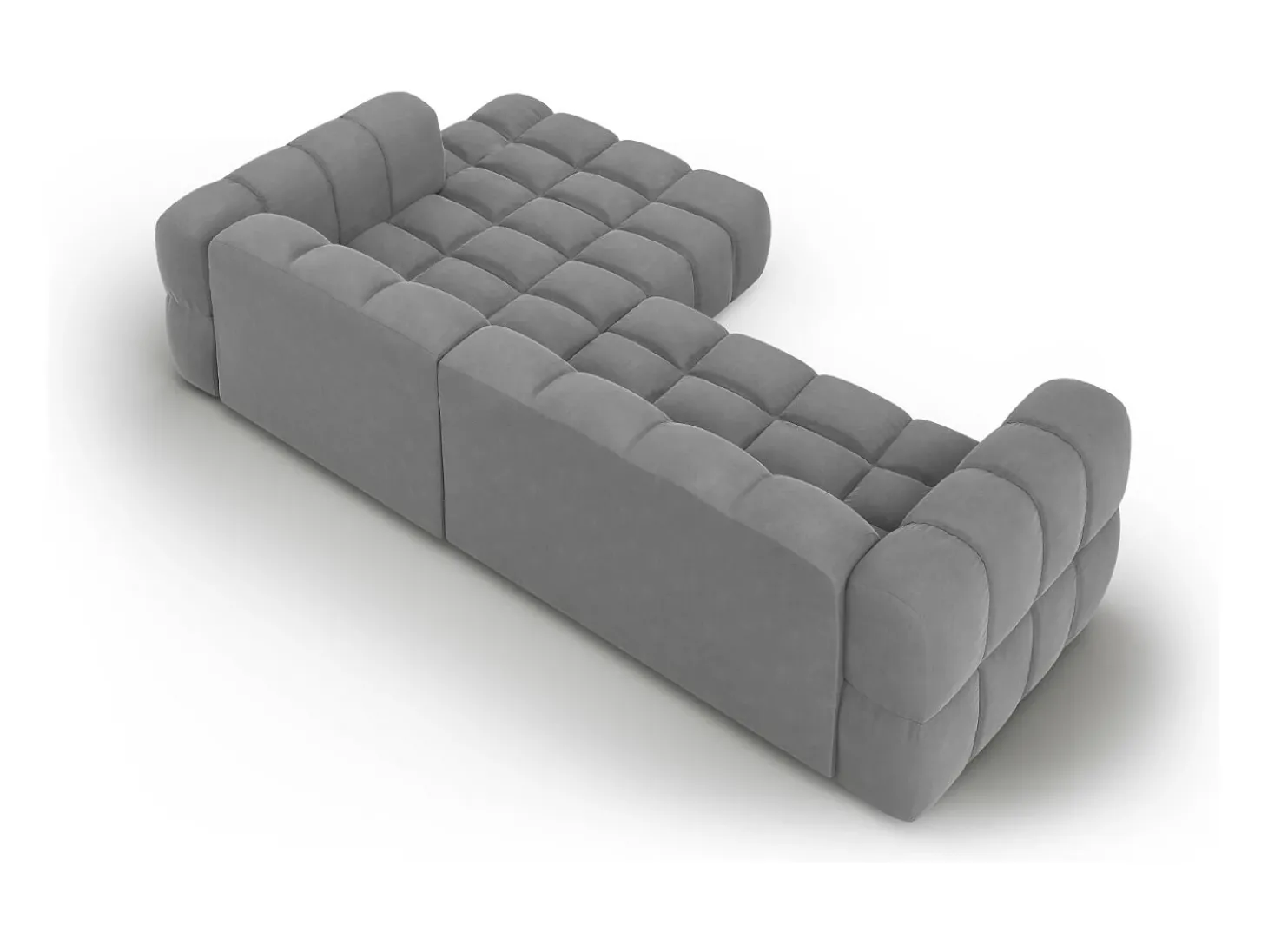 Cosmopolitan Design - Sofá modular de canto direito "Sky" 4 lugares em veludo cinza claro - 272x162x75cm