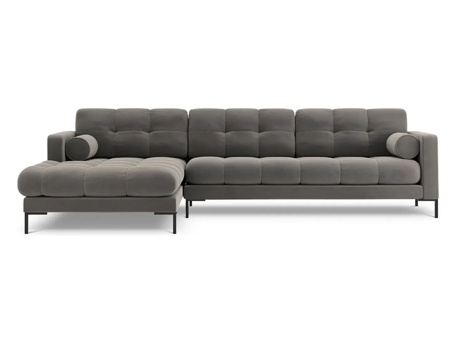 Cosmopolitan Design - Sofá de canto esquerdo "Bali" 5 lugares em veludo cinza claro - 293x185x75cm