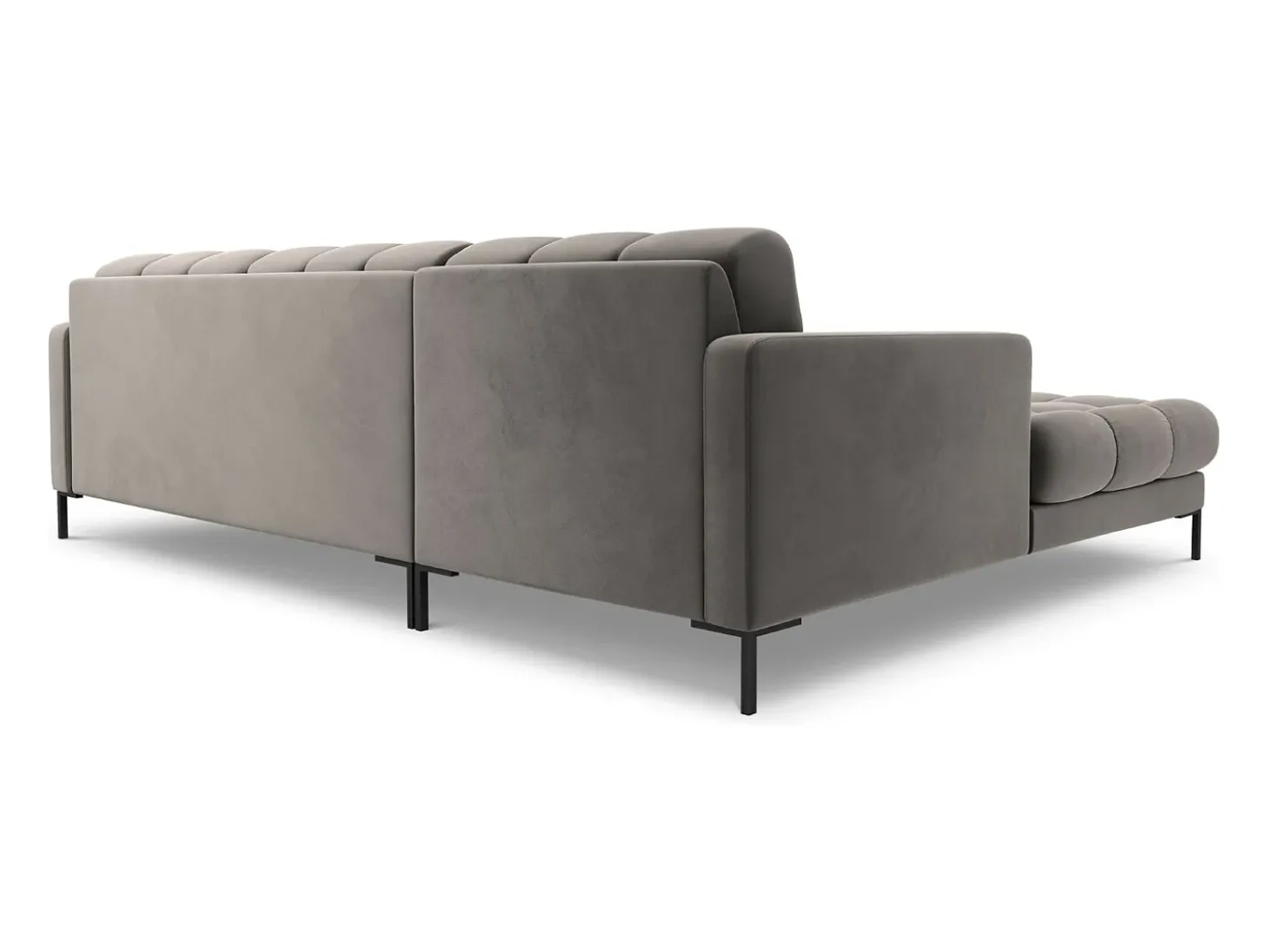 Cosmopolitan Design - Sofá de canto esquerdo "Bali" 5 lugares em veludo cinza claro - 293x185x75cm