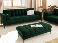 Cosmopolitan Design - Sofá "Bali" 4 lugares em veludo verde garrafa - 217x92x75cm