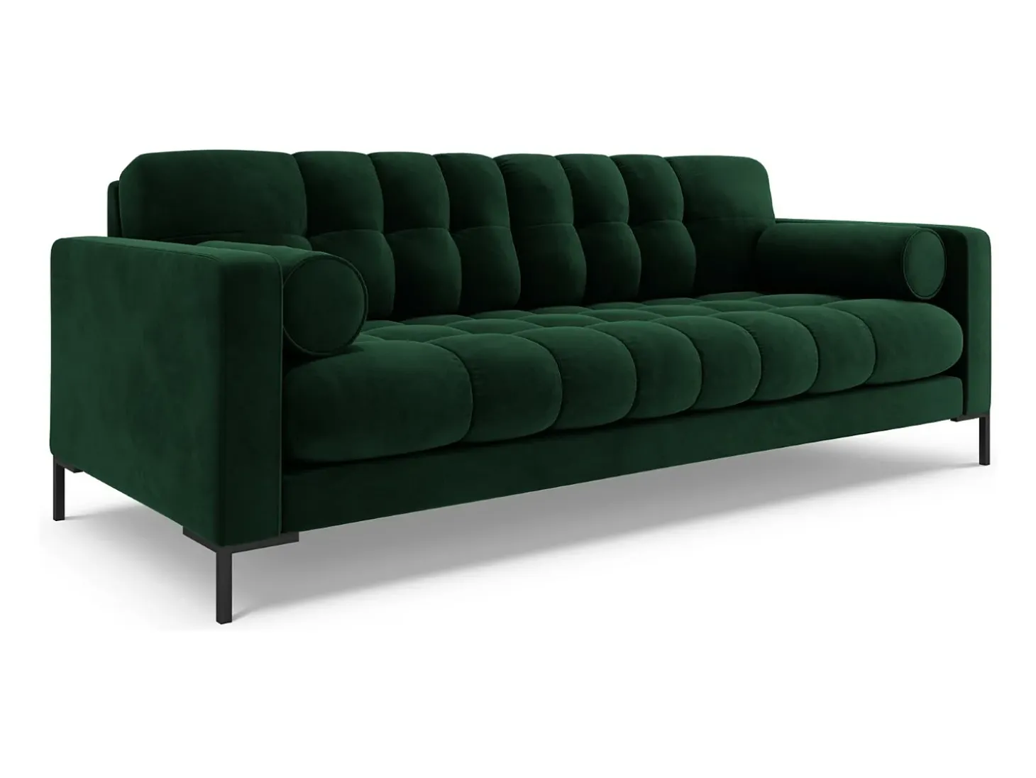 Cosmopolitan Design - Sofá "Bali" 4 lugares em veludo verde garrafa - 217x92x75cm
