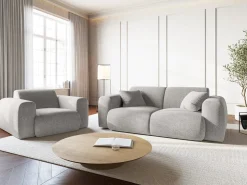 Cosmopolitan Design - Sofá "Nolio" 2 lugares em tecido chenille cinza claro - 170x95x72cm