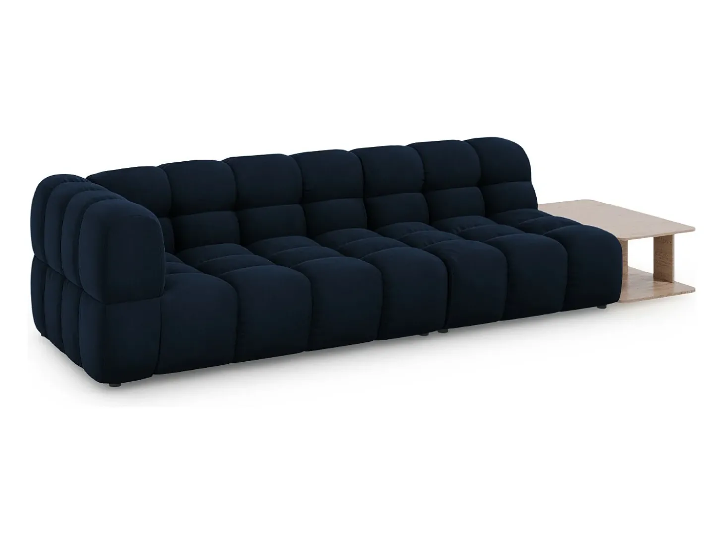 Cosmopolitan Design - Sofá modular direito "Sky" 4 lugares em veludo azul real - 297x102x75cm