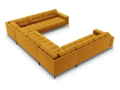 Cosmopolitan Design - Sofá panorâmico "Bali" 9 lugares em veludo amarelo - 327x256x75cm