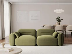 Cosmopolitan Design - Sofá modular "Sydney" 3 lugares em veludo verde claro - 230x90x70cm